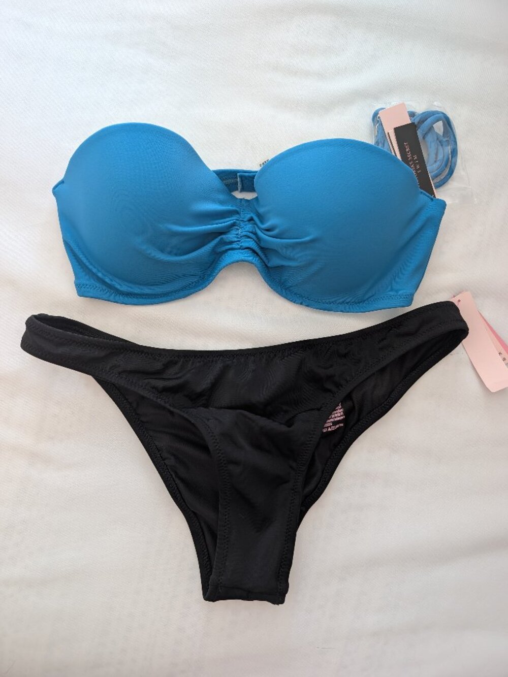 NWT Victoria's Secret Swim Suit Set (Turquoise Top & Black Bottoms)